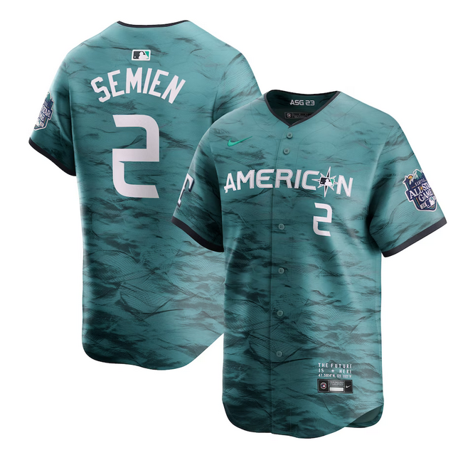 Youth Texas Rangers #2 Marcus Semien Teal 2023 All-star Stitched Baseball Jersey